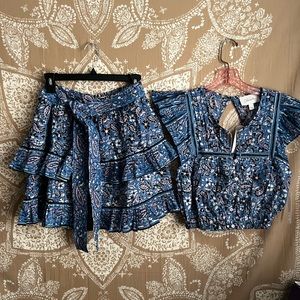 Cleobella Blue and White Mini Skirt